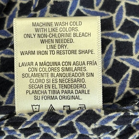 JACLYN SMITH Womens Blouse L Blue Geometric Rayon Raglan Sleeve Stretch Neck - Picture 7 of 7